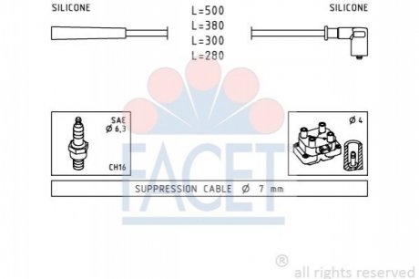 Комплект проводов зажигания FACET 4.7252