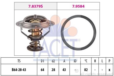 Термостат Nissan Navara, Pathfinder 2.5 DCi (05-), X-Trail 2.2 DCi (01-) (7.8649) FACET 78649