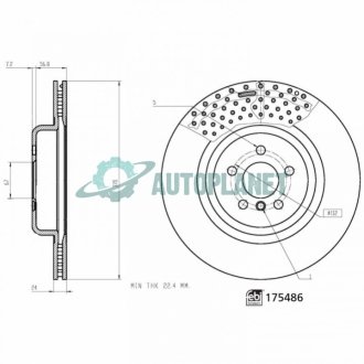 Диск тормозной (задний) 5 (G30/F90)/X5 (G05)/X6 (G06) 18- (370x24) FEBI BILSTEIN 175486