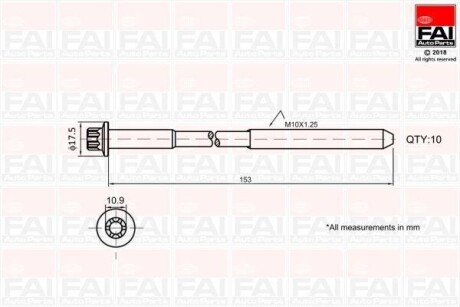 К-кт болтів ГБЦ Opel X14XE/X16XEL/X18XE Z Fischer Automotive One (FA1) B701