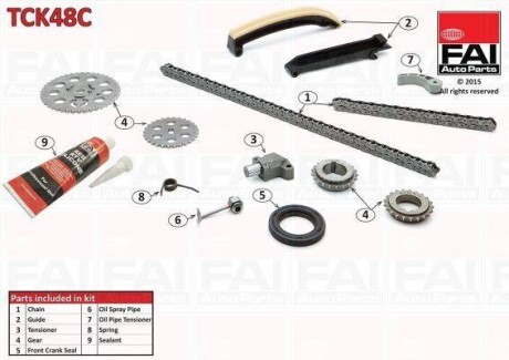 К-кт ланцюга ГРМ (+к-кт на масляний насос) Smart 0.6 City-Coupe 98-04/Cabrio 00-04/ Crossblade 06.02- Fischer Automotive One (FA1) TCK48C