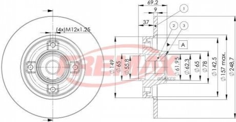Диск тормозной задний (подшипник, ABS) BD-4745 FREMAX BD4745