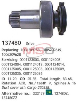 Бендикс стартера Hccargo 137480