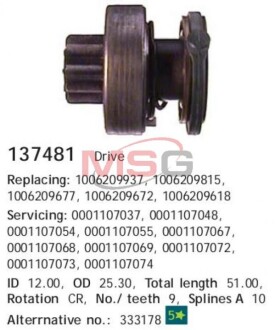 Бендикс стартера Hccargo 137481