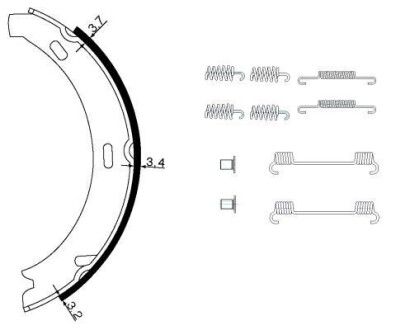 HELLA DB Щоки ручного гальма DB203 (164*20) з кріпленням. HELLA-PAGID 8DA 355 050-431