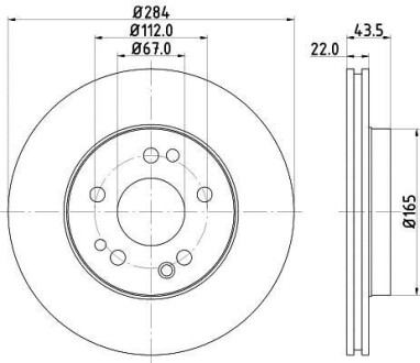 Гальмівний диск перед. E220-300 W124 93-95 (284x22) HELLA-PAGID 8DD355100-941