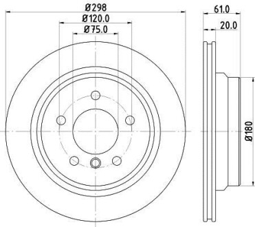 Диск гальмівний задній 298x20mm BMW E39 96-03 HELLA-PAGID 8DD 355 104-611