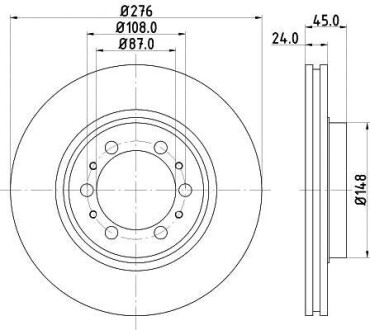 HELLA MITSUBISHI гальмівний диск передн. Pajero 90 - (276*24) HELLA-PAGID 8DD 355 105-131