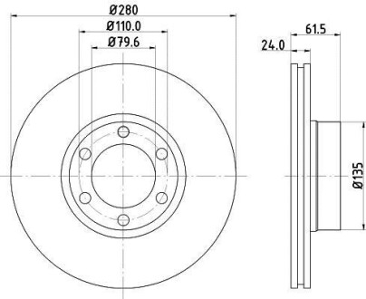 HELLA RENAULT диск гальмівний передній Master II 2.5/2.8TD 98- HELLA-PAGID 8DD 355 106-611