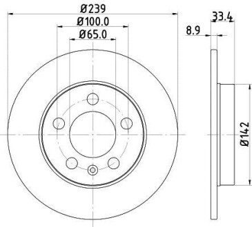 Тормозной диск задн. Octavia/Golf 98-13 (PRO) HELLA-PAGID 8DD355107-461