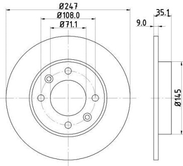 HELLA CITROEN гальмівний диск задній Berlingo, C2, C3, C4 HELLA-PAGID 8DD 355 108-391