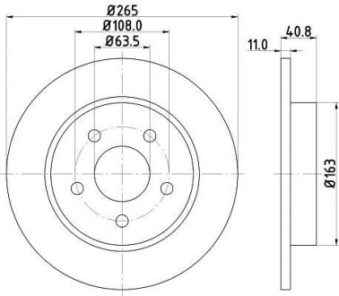 Гальмівний диск зад. Focus II 04-/C-MAX 07- (265x11) HELLA-PAGID 8DD355111-381