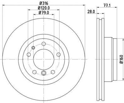 Диск тормозной PRO High Carbon; передняя. HELLA-PAGID 8DD355127161