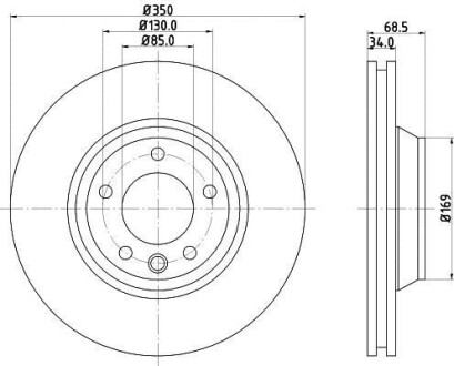 Диск гальмівний PRO High Carbon перед. лівий Audi Q7/VW Touareg/Porsce Cayenne 3.0TDI-6.0TDI 09.02- HELLA-PAGID 8DD 355 128-061