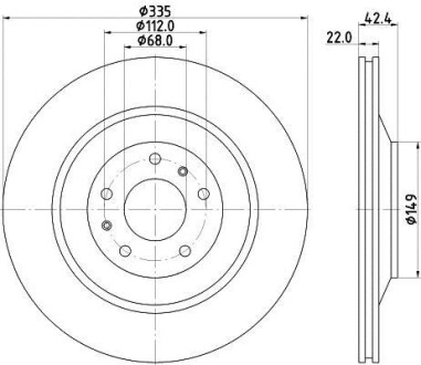 Гальмівний диск зад. A8/Phaeton/Coninental 02- 3.0-6.0 (Нз PRO) HELLA-PAGID 8DD355129-801