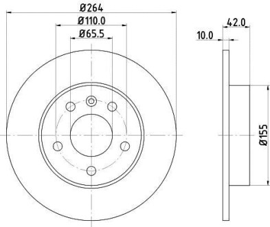 Гальмівний диск зад. Opel Astra G 98-14 (264x10) HELLA 8DD355106-111