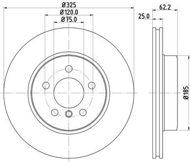 Диск гальмівний перед. BMW X3 (E83) 2.0-3.0D 09.03-12.11 HELLA 8DD 355 112-231