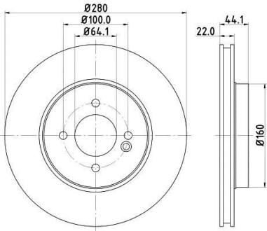Диск гальмівний з покриттям PRO передній HELLA 8DD355113751