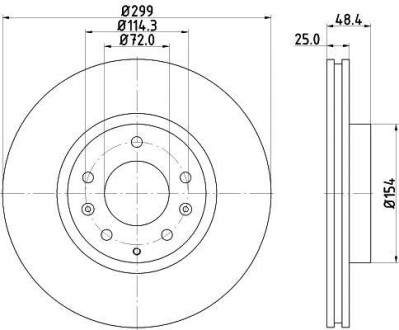 Гальмівний диск перед. MAZDA 6 07-13 (299x25) HELLA 8DD355115-771