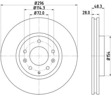 Диск гальмівний з покриттям PRO передній HELLA 8DD355115781