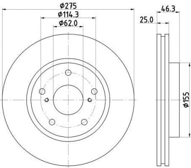 Диск гальмівний перед, Toyota Prius/ RAV 4 III 1.8/2.4 05- HELLA 8DD 355 117-361