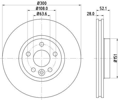 Диск гальмівний з покриттям PRO передній HELLA 8DD355118831