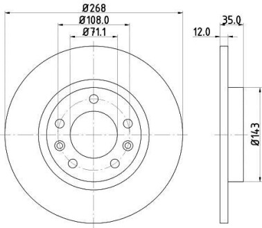 Диск гальмівний з покриттям PRO задній HELLA 8DD355120491