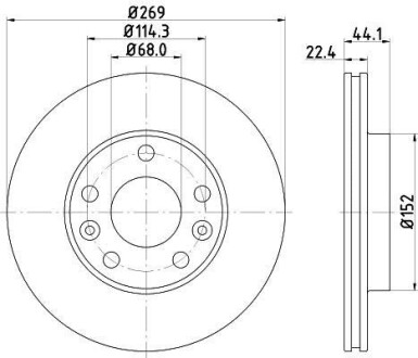 Диск гальмівний з покриттям PRO передній на Duster 2011>, Kaptur 2013> та Terrano 2013> HELLA 8DD355122431