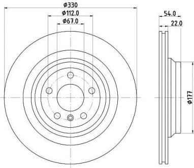 Диск гальмівний PRO High Carbon задній HELLA 8DD355122561