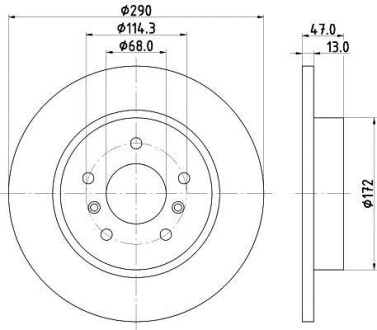 Диск гальмівний зад. NISSAN QASHQAI 13- RENAULT KADJAR 15- 290X13 HELLA 8DD 355 122-771