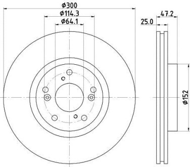 Диск гальмівний з покриттям PRO задній HELLA 8DD355125101