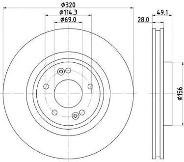 Диск гальмівний з покриттям PRO передній HELLA 8DD355125121