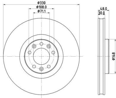 Диск гальмівний з покриттям PRO передній HELLA 8DD355125331