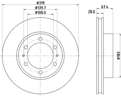 Диск гальмівний з покриттям PRO передній HELLA 8DD355126771