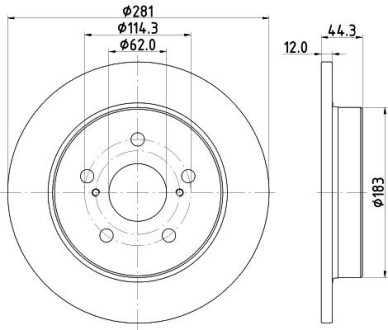 Диск гальмівний з покриттям PRO задній на Lexus NX 200 2014> HELLA 8DD355132401