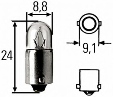 Лампа 12V 2W BA9s HELLA 8GP 002 068-121