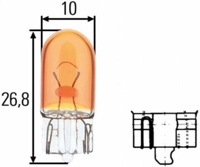 WY5W 12V 5W Лампа розжарювання вказівника повороту (жовтий) STANDARD (блістер 2 шт) HELLA 8GP 003 594-543