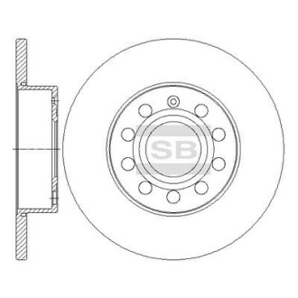 Диск гальмівний (кратно 2) задній Audi A3 (06-) (D=259.8mm) HI-Q Hi-Q (SANGSIN) SD5407