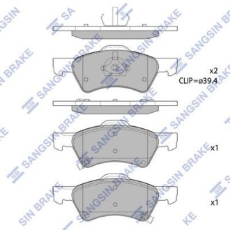 Колодки гальмівні передні Chrysler Voyager (-03), Dodge Caravan (-07) HI-Q Hi-Q (SANGSIN) SP1440