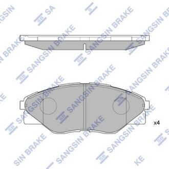 Колодки тормозные передние Toyota Hilux III (05-) Hi-Q (SANGSIN) SP1544