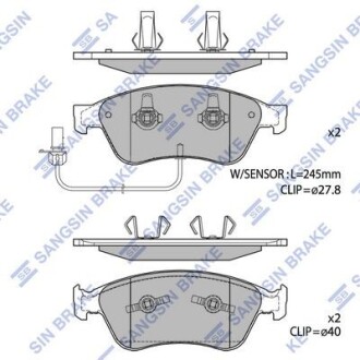 Колодки тормозные передние Audi A6 (06-), A8 (03-), VW Phaeton (3D) (02-) Hi-Q (SANGSIN) SP1693