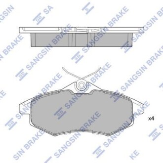Колодки гальмівні передні (p/spring 4шт) Citroen C2 (JM) (03-), C3 I (FC) (02-) HI-Q Hi-Q (SANGSIN) SP1747
