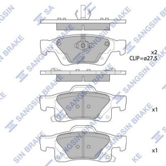 Колодки гальмівні задні Dodge Durango (-20), Jeep Grand Cherokee IV (WK,WK2) (11-) HI-Q Hi-Q (SANGSIN) SP1946