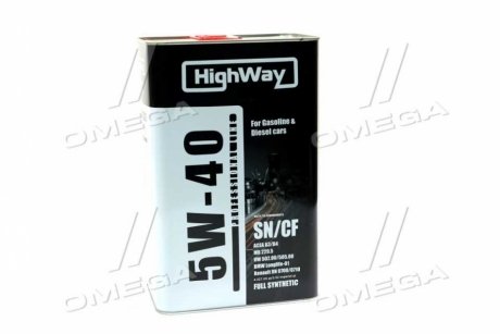 Олива моторна 5W-40 SN/CF (Каністра 4л) HighWay 10028
