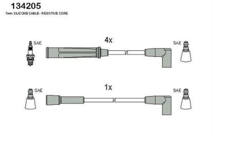 OPEL К-кт високовольтних проводів Kadett E 1.3 HITACHI 134205