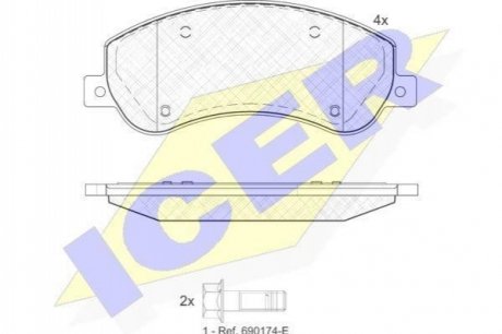 Тормозные колодки (передние) VW Amarok 10- ICER 141793-204 (фото 1)