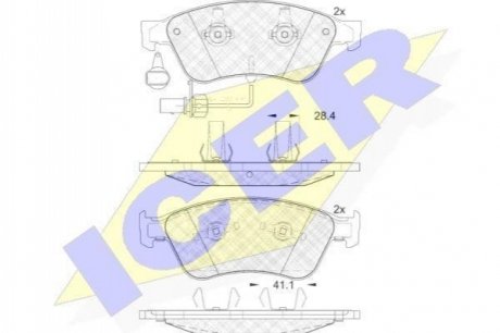 Колодки тормозные (передние) VW Phaeton/Audio A6/A8 04-16 (Ate-Teves) (с датчиком) ICER 181725 (фото 1)