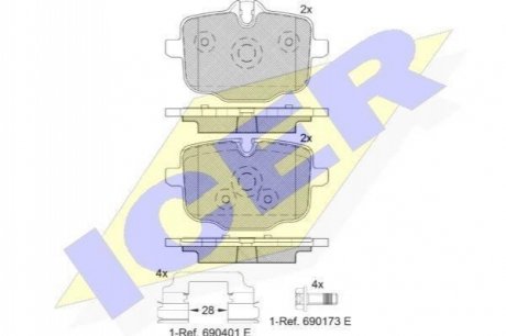 Комплект тормозных колодок (дисковых).) ICER 182005-202