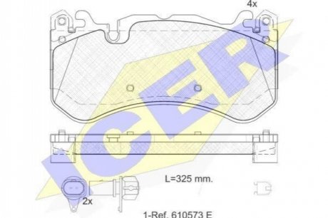 Колодки тормозные (передние) Audi A6 4.0/5.0 08-18/A7 4.0 13-18 (Brembo) (с датчиком) ICER 182079-203 (фото 1)