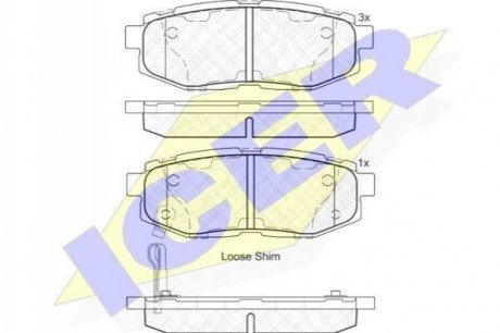 Колодки тормозные (задние) Subaru Impreza/Outback 08-/Legacy 09-14/Forester 13- ICER 182088 (фото 1)